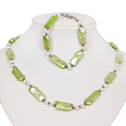 Armkette + Halskette 6974 - Süßwasserperlen - zum Schließen ins Bild klicken